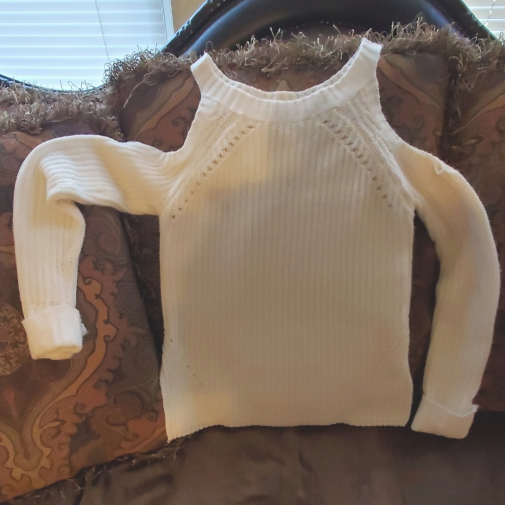 White bare shoulder sweater